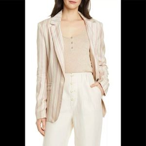 NWT Joie  Kishina Laced-Cuffs Striped Blazer